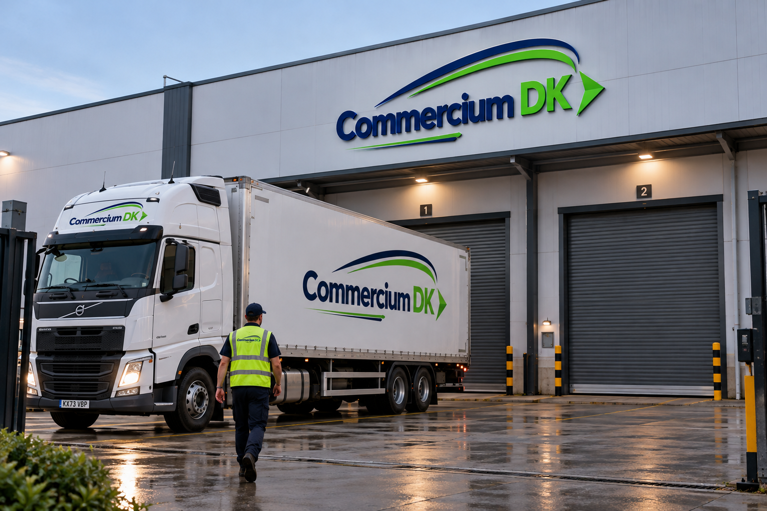 Commercium DK warehouse and branded delivery truck